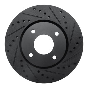 Nissan Cube Brake Rotor (1) - Front Right - R1 Concepts - Drilled & Slotted - Black - `07-`14